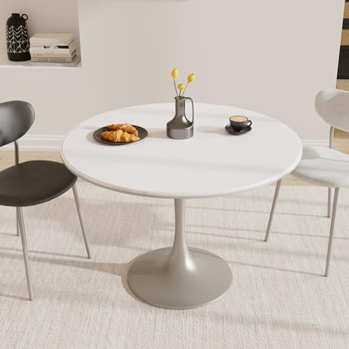 Pure White Plastic Table Cover Protector, 48" Round PVC Desk Pad Mat by FURKIT
