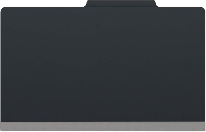 25 Pt. Pressboard Classification Folders, 2/5 Cut ROC Top Tab, Legal Size, 2 Dividers, Black (Box of 10) - Image 3
