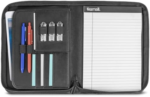 Samsill Professional Padfolio, Faux Leather Junior Portfolio with Zipper, 10.1 Inch Tablet Sleeve, with 7 x 10 Inch Notepad, Black - Image 3