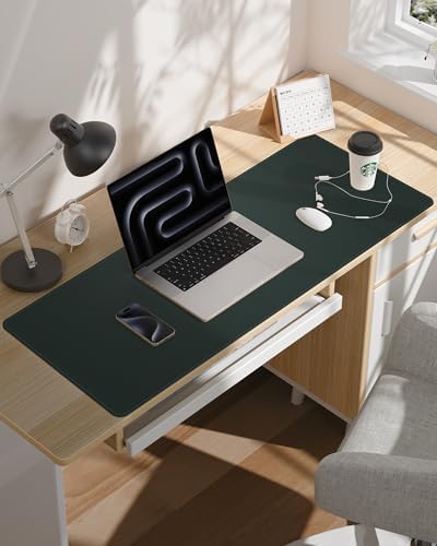Leather Desk Pad Protector - 48" x 17" Non-Slip PU Leather Large Mouse Pad, Waterproof Desk Blotter Mat for Office and Home (Dark Green) - Image 6