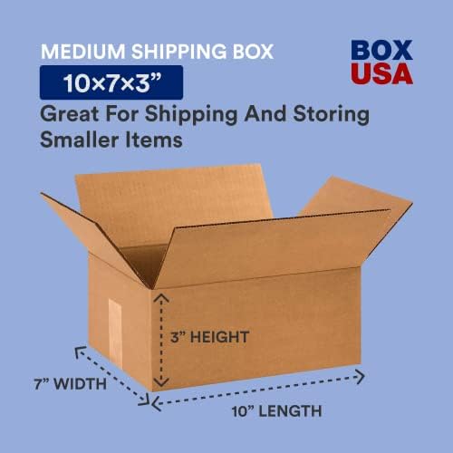 BOX USA 10 x 7 x 3 Corrugated Cardboard Boxes, Flat 10'L x 7'W x 3'H, Pack of 25 | Shipping, Packaging, Moving, Storage Box for Home or Business, Strong Wholesale Bulk Boxes - Image 2