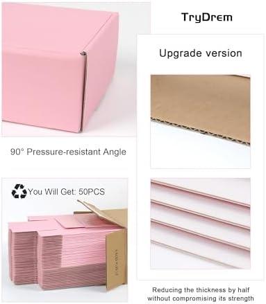 6x4x2 Inch Pink Shipping Boxes, 50 Pack Small Cardboard Box, Mailer Packaging Boxes for Shipping & Storage - Image 3