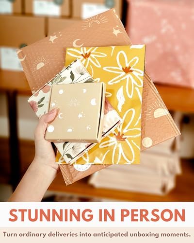 Poly Mailers 6 x 9 Inch - 100 pack Biodegradable Shipping Bags for Stationery and Small Accessories - Impack Self-Seal Waterproof Thick Mailing Envelope for Small Items - Golden Pencil Floral - Image 3