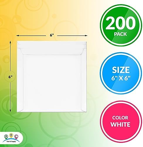 ABC PACK & SUPPLY Rigid Mailers 6 x 6 Inch, White Cardboard Envelopes, Self Seal Tear Strip, 550 GSM Paperboard, Stay Flat Design, Pack of 200 - Image 2