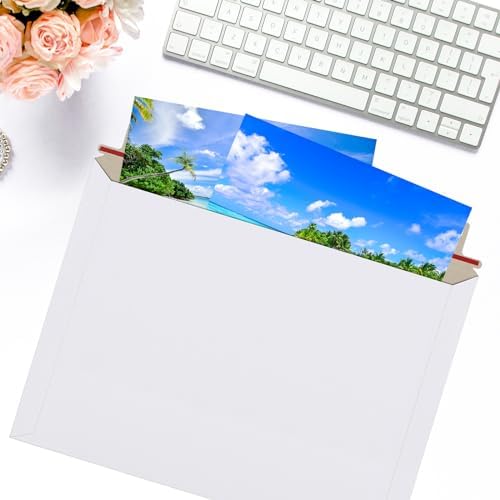 zmybcpack 100 Pack 10x13.5 inch Rigid Mailer Self Seal Photo Document Mailers Stay Flat White Cardboard Envelopes White Photography Mailers for Papers,Photos, Document - Image 5