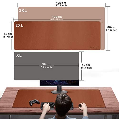 ZORESYN XL Faux Leather Desk Pad Protector, 47.2" x 15.8", Light Brown - Image 2
