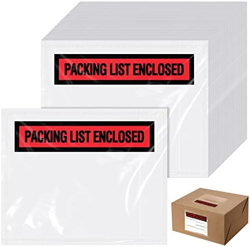 Teling 1000 Pcs Packing List Envelopes Clear Adhesive,Red,4.5"X 5.5" by Teling