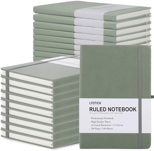 20 Pack Journals for Writing College Ruled Notebooks Journal in Bulk, Hardcover Notebooks (200Pages) for Note Talking, Lined Bullet Journals for Home School Office, 5.7"x8.4", Olive Green by LYDTICK