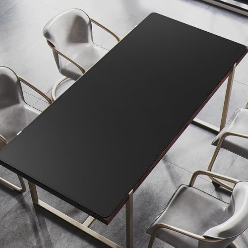 Cacoy 66.9" x 35.4" Leather Desk Mat, Large Computer Mouse Pad, PU Leather Desk Blotters Pad Protector, Extended Desk Mats on Top of Desks, Waterproof Desk Writing Pad for Office and Home (Black) - Image 3