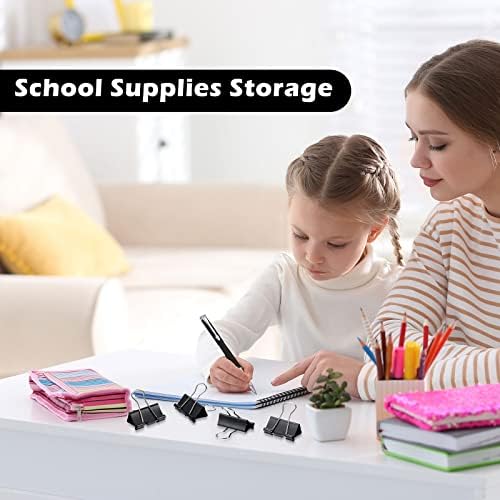 Yexiya 300 Pcs Medium Binder Clips Sturdy 1.25 Inch Black Paper Med Clips Office Supplies Paper Clamps for Office Teachers Students School Business Supplies (Pack of 3) - Image 4
