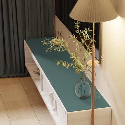 Faux Leather Table Cover,1.8mm Thick,17x72 Inch Desk Cover,Dresser Cover Top,Dresser Protector Top,Dresser Cover,End Table Cover.(Aqua Blue+Gray,17x72) by Zinkooat