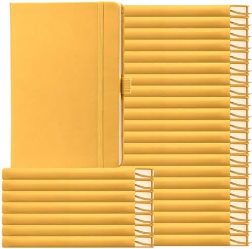Laumoi 28 Pack A5 PU Leather Lined Notebook Journal, Yellow,Simple by Unknown