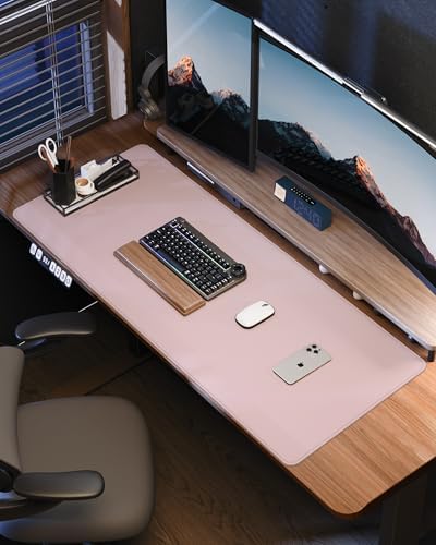 Leather Desk Pad Protector - 48 x 24 Computer Mat, Large Mouse Pad, Non-Slip, Waterproof PU Leather Blotter, Desk Cover for Office and Home (Light Pink) - Image 6