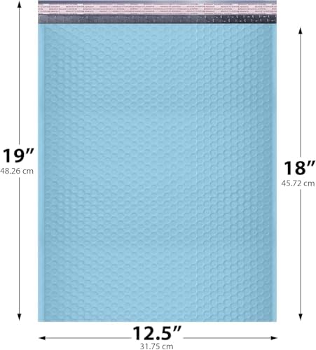 Light Blue Bubble Mailers 12.5x19 Poly Padded Envelopes #6, 20 Pack - Image 2