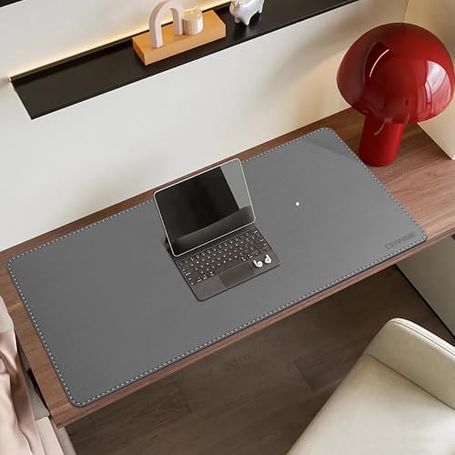 CENNBIE 35.5" x 16" Leather Desk Mat, Computer Mouse Pad for Office(Grey) - Image 4