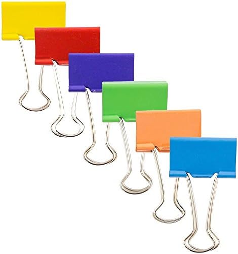 JAM PAPER Colorful Binder Clips - Large - 1 1/2 Inch (41 mm) - Assorted Binderclips - 6 Packs of 12 by JAMPaper