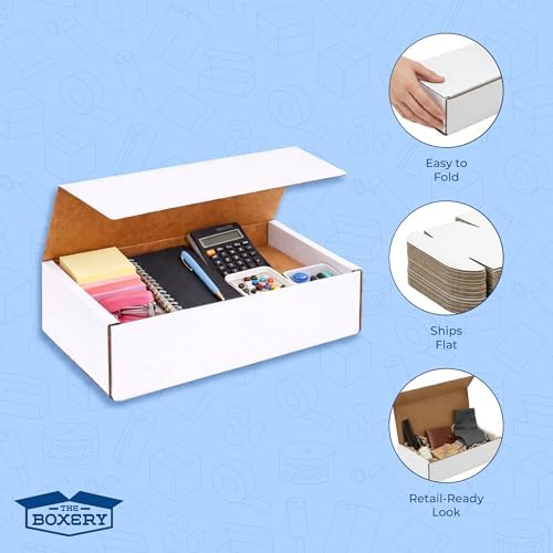 The Boxery Corrugated Mailers White Tuck Shipping Boxes (12x6x4) - Image 5