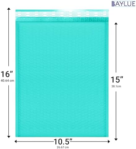Teal Bubble Mailers 10.5x16, Poly Padded Envelopes #5, 100 Pack Bulk - Image 2