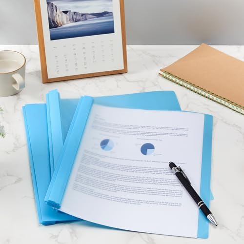 Feifeiya 48 Pack Plastic Report Covers with 3 Prongs Presentation Folders Bulk, 100 Sheet Capacity, Clear Front Report Covers for Presentation Document Paper School Office Supplies (Sky Blue) - Image 5