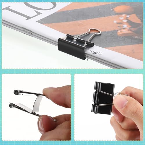 Jetec 500 Pcs Black 1.25 Inch Binder Clip Paper Clamp Metal Paper Clip - Image 6