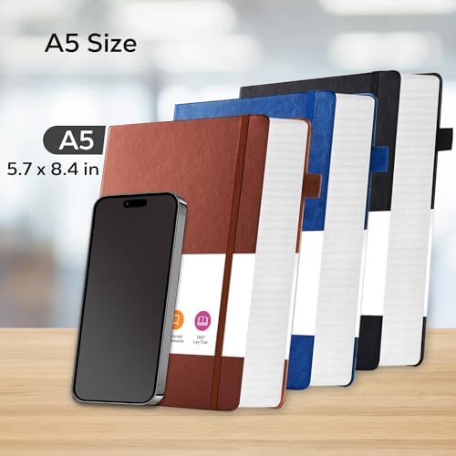 FOCUS DAY 3 Pack Journal Notebook, 320 Pages A5 Lined Notebook Journal Set for Work Writing, Hardcover Leather Bound Notebooks Bulk for Women Men Office School, 5.7'' X 8.4'', Multicolor - Image 5