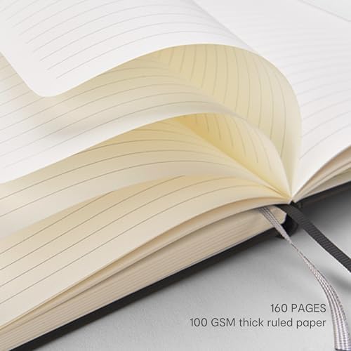 &And Per Se Lined Notebooks Bulk 5-Pack, A5 Hardcover Journal, 160 Pages 100gsm Thick Paper, Classroom Supplies for Students, Teachers, College Ruled Notebooks for School Office (Black) - Image 4