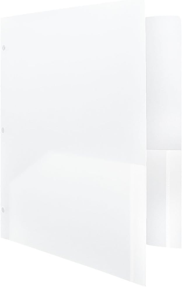 JAM PAPER Heavy Duty Plastic 3 Hole Punch Pocket Folders - Extra Tough School Folders - Clear - 6/Pack - Image 5