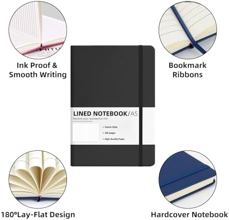 20 Packs A5 Hardcover Journal Notebooks 5.5 x 8.3 In, Lined Journals Bulk for Writing, Notebooks Bulk 200 Pages，10 Colors Classic Ruled Notebook for Work/Travel/College/Note Taking (20 packs , 10 Colors) - Image 2