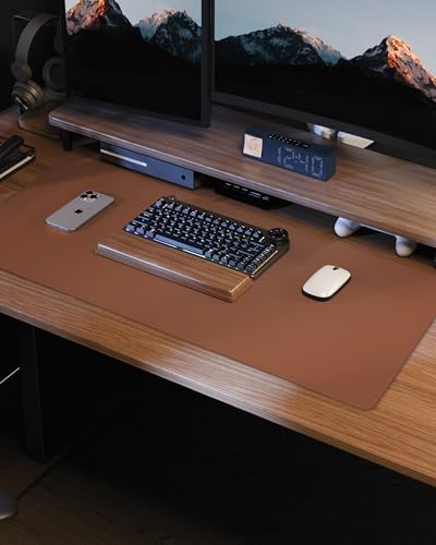 Leather Mouse Pad & Desk Blotter Mat - Non-Slip PU Laptop Desk Pad, Waterproof Writing Pad for Office & Home (Brown, 36" x 17") - Image 7