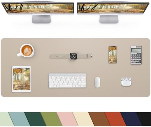 Non-Slip Desk mat,PULeather Desk Pad Protector, Office Desk Mat, Large Mouse Pad,Desk Blotter, Laptop Desk Pad, Waterproof Desk Writing Pad for Office and Home (Apricot, 40" x 17") by cebowa
