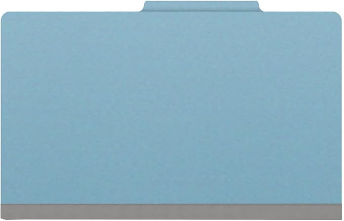 25 Pt. Pressboard Classification Folders, 2/5 Cut ROC Top Tab, Legal Size, 2 Dividers, Light Blue (Box of 10) - Image 3