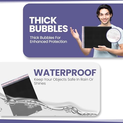 Black Bubble Mailers 14.50x20, Self Seal Poly Padded Envelopes #7, 100 Pack - Image 5