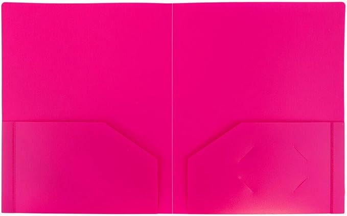 JAM PAPER Heavy Duty Plastic 2 Pocket Extra Tough School Folders - Fuchsia Hot Pink - 24/Pack - Image 2