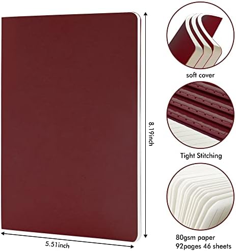 36 Pack Soft Cover Journal Bulk, Feela Lined Blank Travel Journal for Women Men Writing, Notebooks College Ruled for Work, Note Taking Notebook School Business Supplies, 8.2” x 5.5”, A5, Wine - Image 2