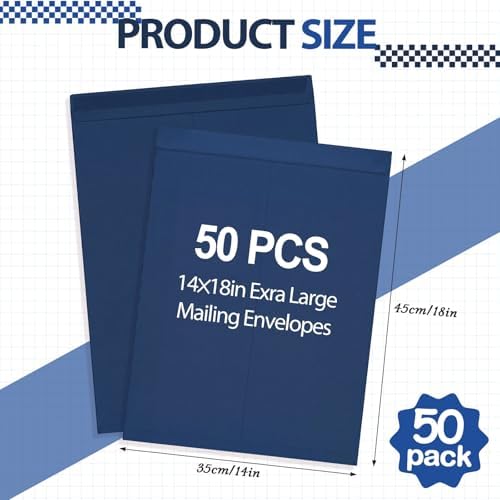 Motipuns 50 Pcs 14'' x 18'' Large Mailing Envelopes 32lb with Gummed Flaps - Image 2
