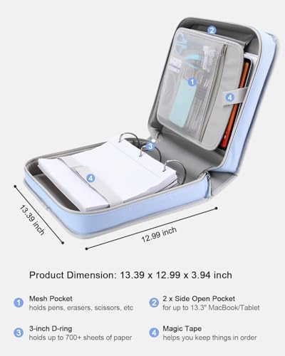 3" D-ring Zipper Binder with 700+ Sheets Capacity - Image 4