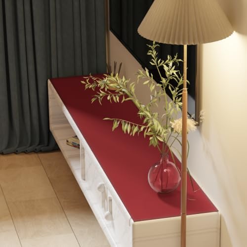 Leather Dresser Cover,1.8mm Thick,10x43 Inch,Dresser Protector Top,Dresser Top Protector,Dresser Cover Top,Dresser Top Cover,Dresser Cover Top for Bedroom.(Black+Wine Red,10x43) by Zinkooat
