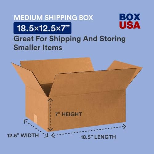 BOX USA Shipping Boxes 18 1/2"L x 12 1/2"W x 7"H, 25-Pack Medium Corrugated Cardboard Boxes for Shipping, Mailing, Packing, Packaging and Storage - Image 2