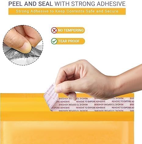 Kraft Bubble Mailers 12.5x19.5, Self Seal Padded Envelopes #6, 100 Pack - Image 3