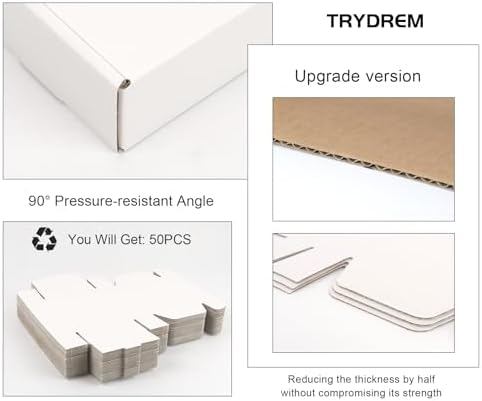 White Shipping Boxes 6x4x1.6 in - Set of 50: Small Corrugated Cardboard Boxes - Shipping Boxes for Small Business - Image 3
