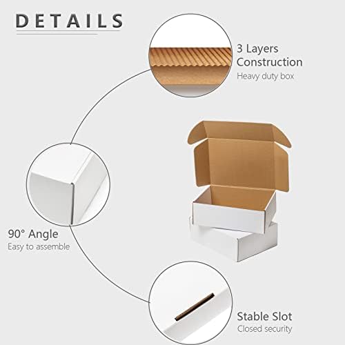 Timirog Shipping Boxes 13x10x3 Inches 20 Pack White Corrugated Cardboard Mailing Box for Small Business, Tab Locking Literature Mailer Packaging Supplies for Packing Book Gifts Craft - Image 5
