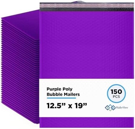 Purple Bubble Mailers 12.5x19, Self Seal Poly Padded Envelopes #6, 150 Pack by MAILERVIEW