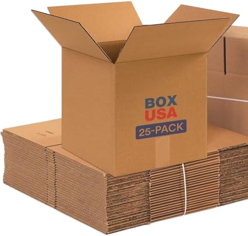 Box USA Shipping Boxes 12"L x 12"W x 12"H, 25-Pack Small Corrugated Cardboard Box for Shipping, Packaging, Moving, Storage Box for Home or Business, Strong Wholesale Bulk Boxes by BOXUSA