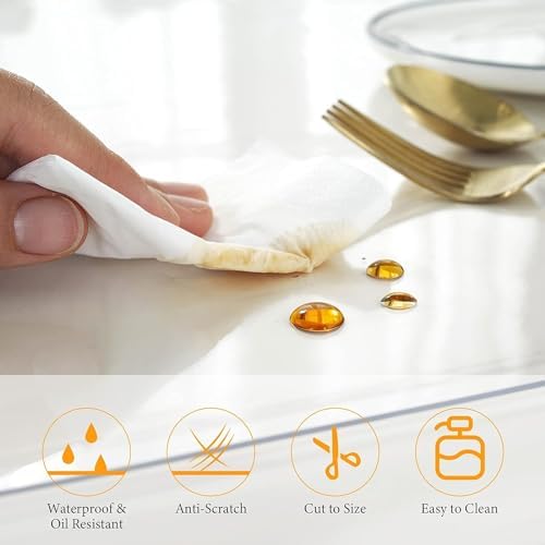 Deep Dream 2.0mm Clear Desk Cover Protector, 46×46 Inch Clear Desk Cover, Clear Desk Mat, Table Cover Tablecloth Protector Square, Table Protector for Dining Room Table - Image 4