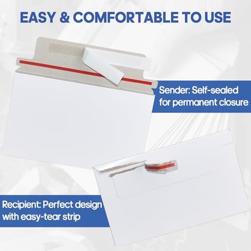 500 Pack Card Shipping Envelopes, 7x4.35in Self-Seal Hard Cardboard Mailers, for Mailing Semi-Rigid and Toploaders, Trading, Sports, Baseball Cards Mailing - Image 7