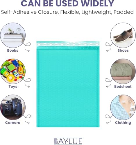 Teal Bubble Mailers 12x15, Self Seal Poly Padded Envelopes, 100 Pack Bulk - Image 6