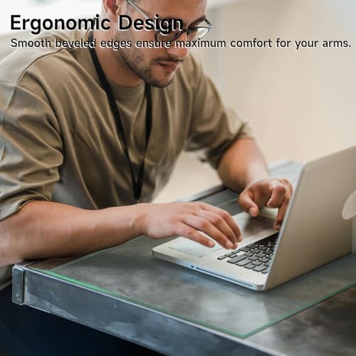 VASUHOME 32" x 20" Premium Tempered Glass Desk Mat with Beveled Edge - Ergonomic Desk Protector, Crystal Clear, Dry Erase Surface, Ideal Table Top Protector for Home & Office - Image 5