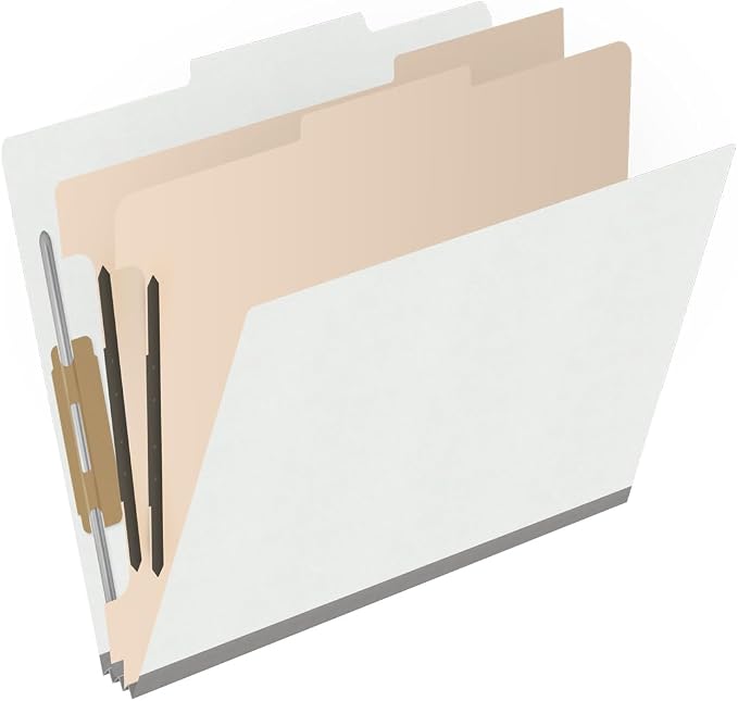 Heavy Duty End Tab Color Folders, 2/5 Cut ROC Top Tab, Letter Size, 2 Divider, White (Box of 10) - Image 2
