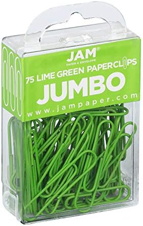 JAM PAPER Colorful Jumbo Paper Clips - Large 2 Inch - Lime Green Paperclips - 75/Pack - Image 2