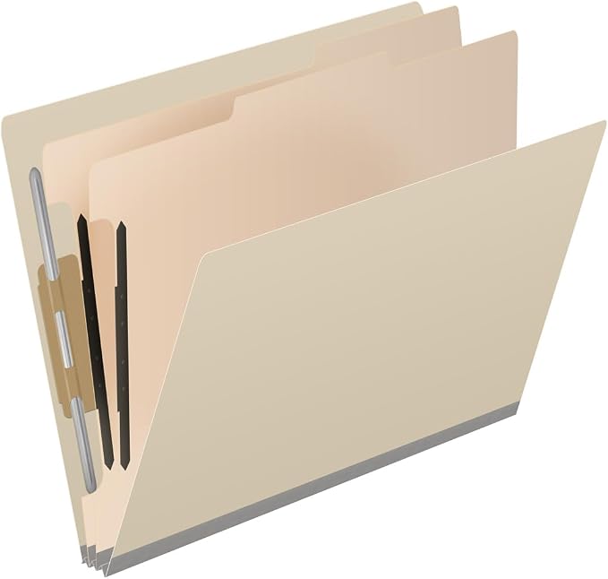 18 Pt. Manila Classification Folders, Full Cut End Tab, Letter Size, 2 Dividers (Box of 10) - Image 2